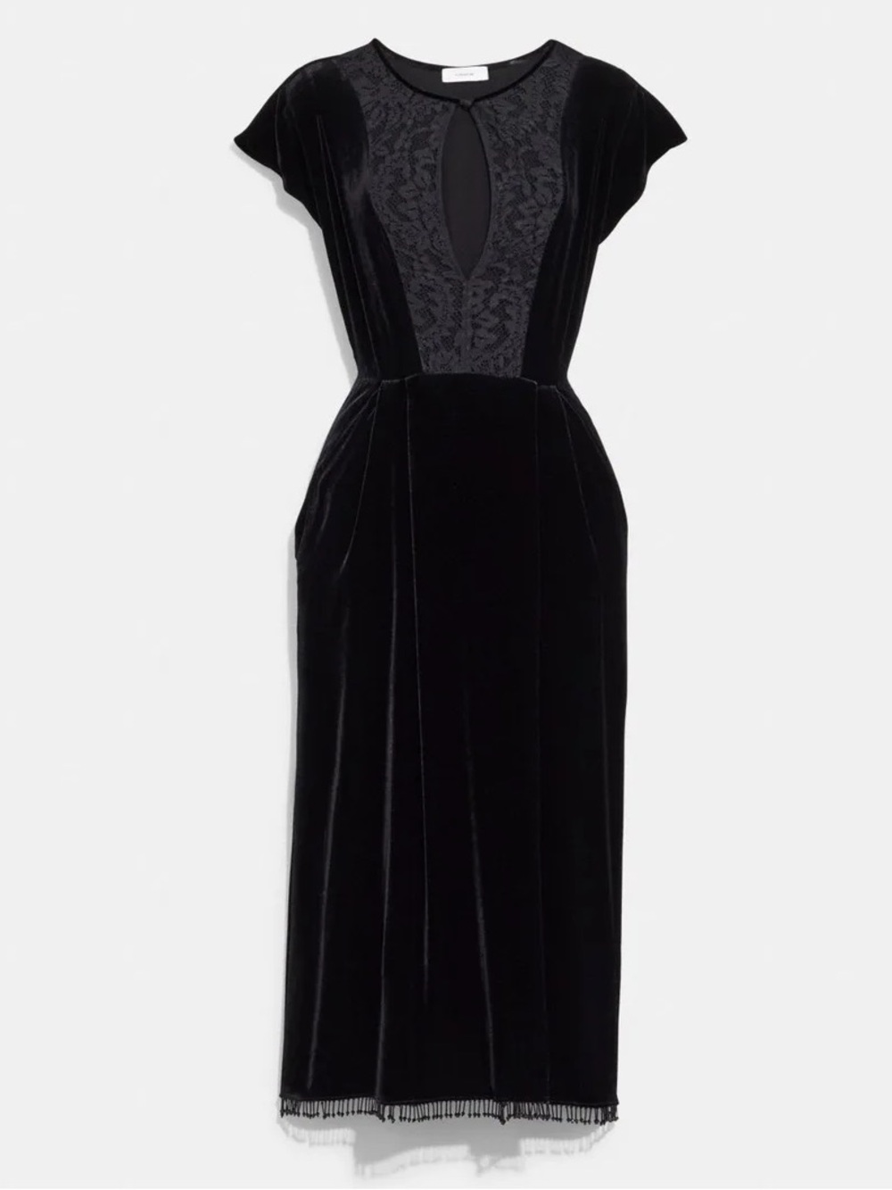 Coach size 0 Sheath Midi Dress Plunge Neckline velvet cocktail party